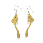 SIlver & Brass Mushroom Earrings
