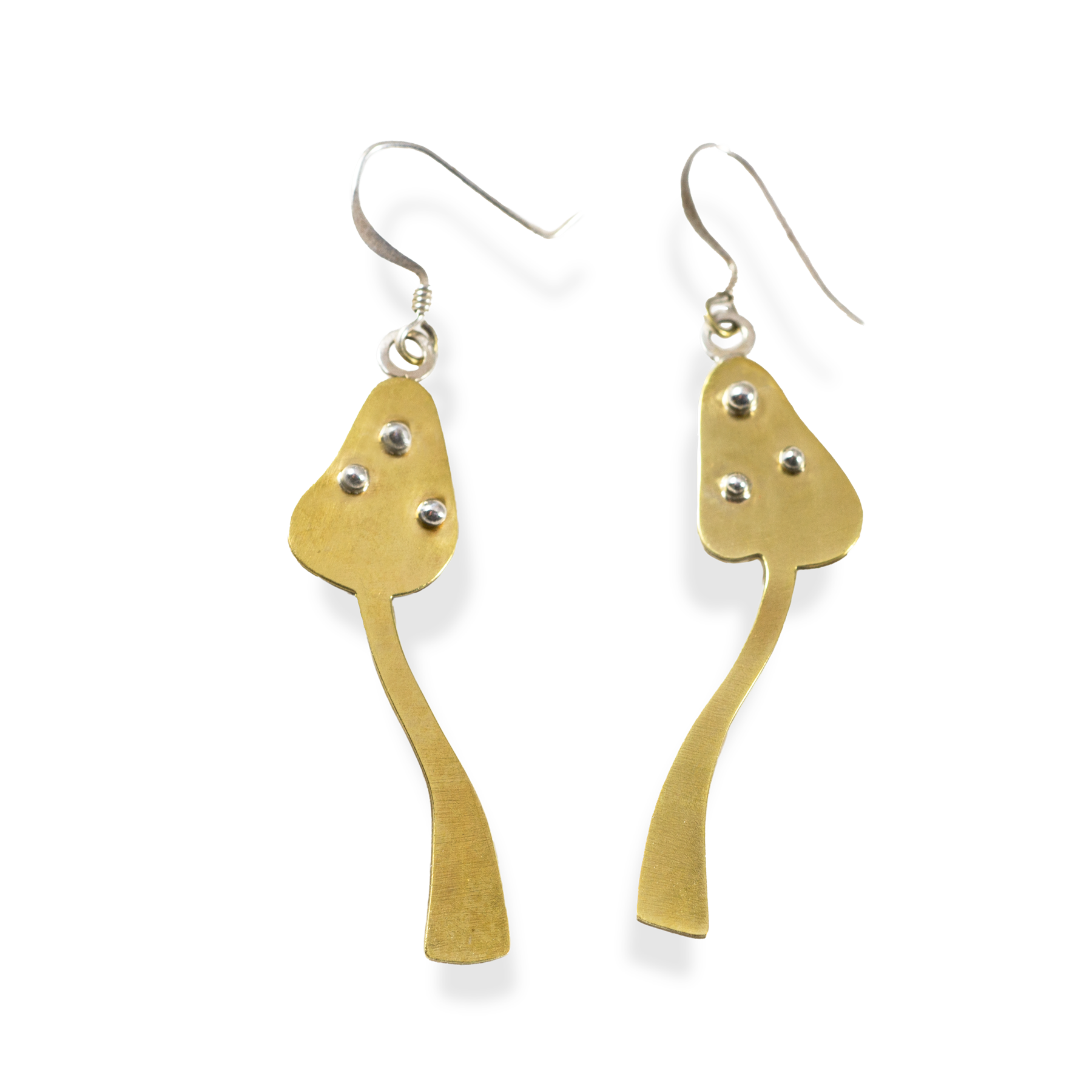 SIlver & Brass Mushroom Earrings