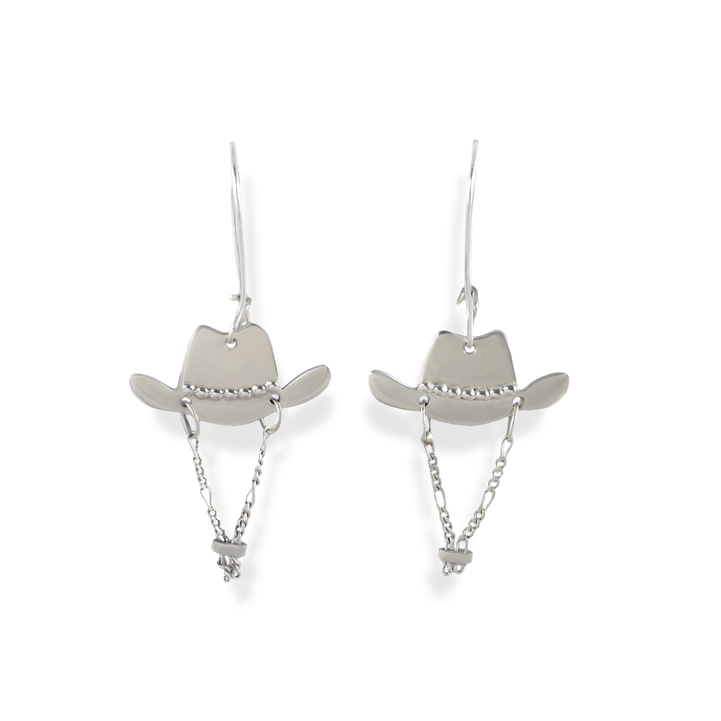 Sterling Silver Cowboy Hat Earrings