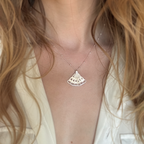 Fan Pendant Necklace Sterling Silver