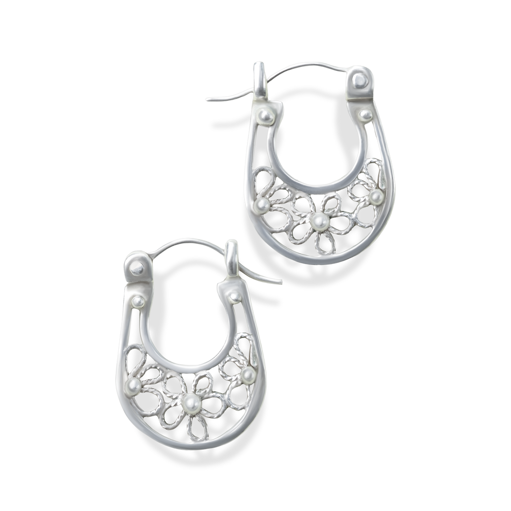 Silver Filagree Baby Hoops