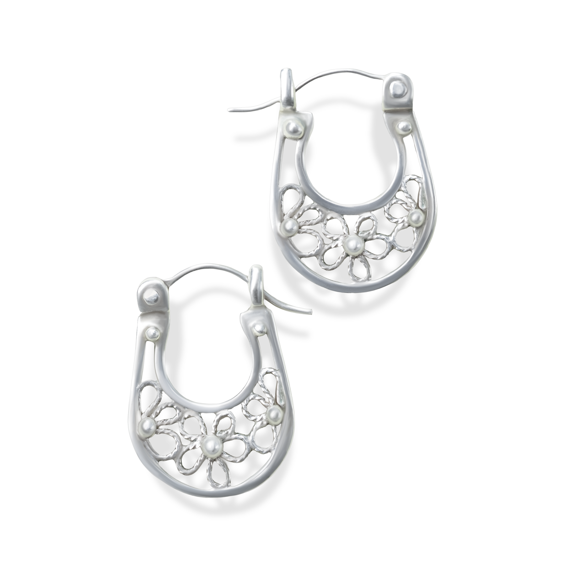 Silver Filagree Baby Hoops