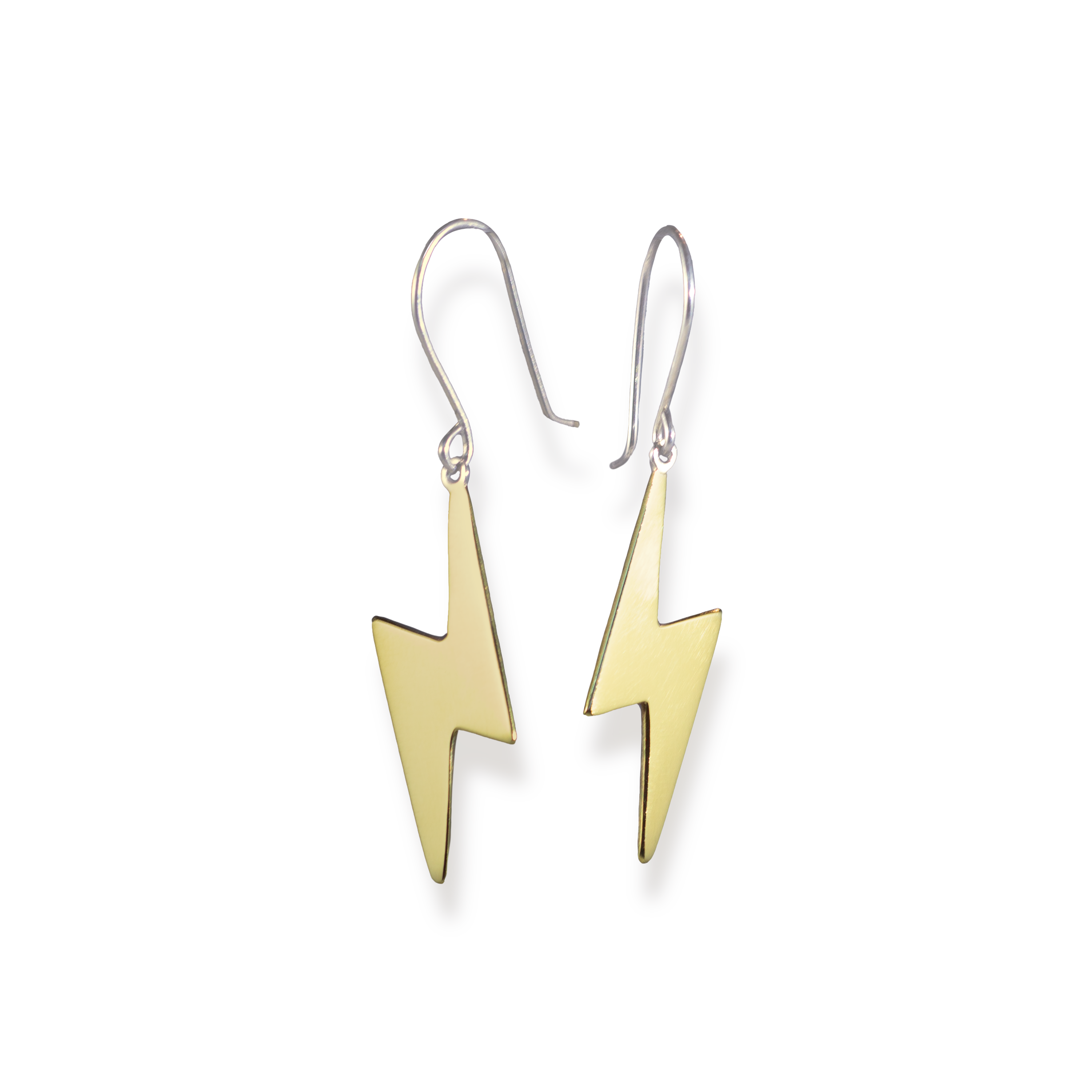 Brass and Sterling Silver Lightning Bolt Earrings