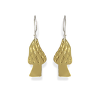 Sterling Silver & Brass Morel Mushroom Earrings
