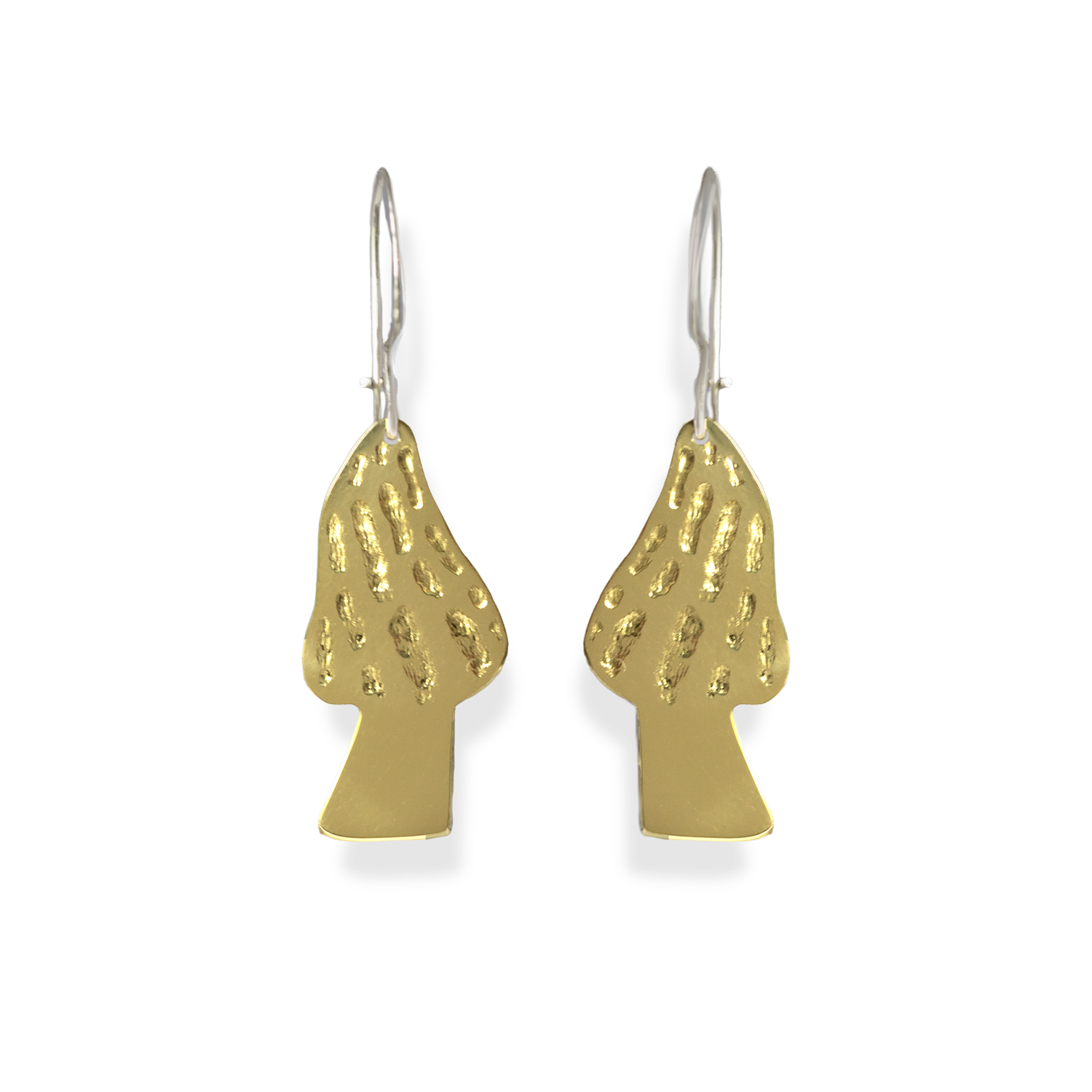 Sterling Silver & Brass Morel Mushroom Earrings