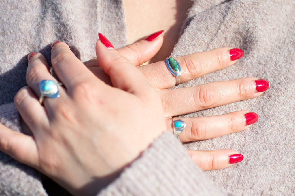 Silver Sleeping Beauty Turquoise Teardrop Ring