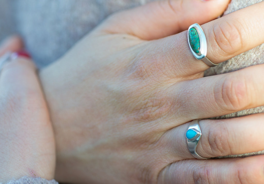 Silver Sleeping Beauty Turquoise Teardrop Ring