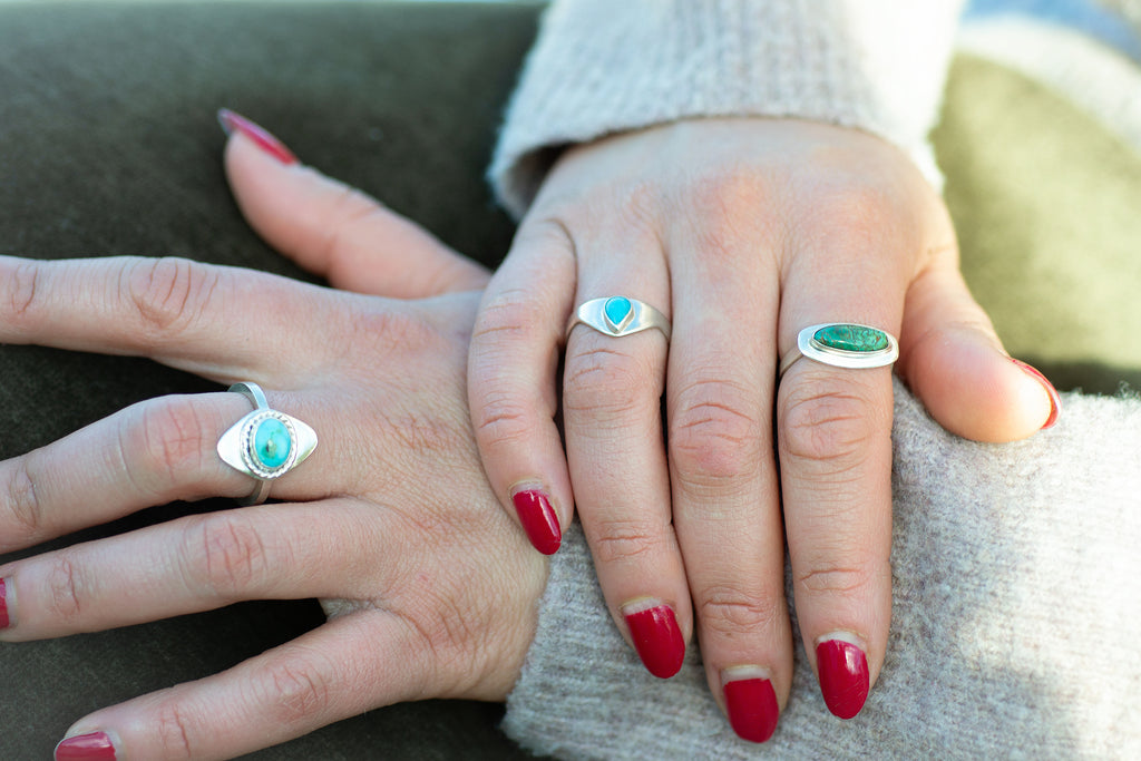 Silver Sleeping Beauty Turquoise Teardrop Ring