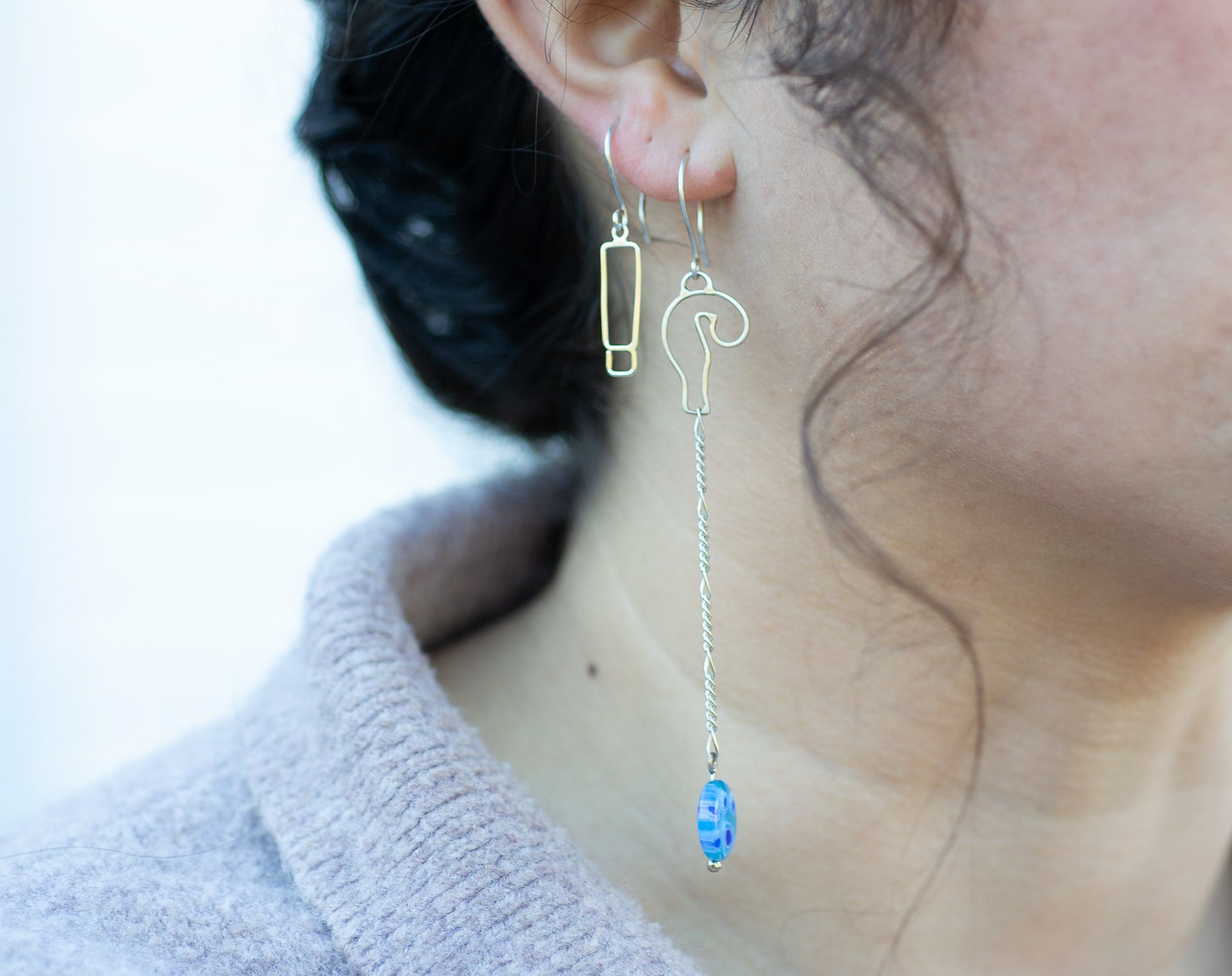 Silver Exclamation Point Earrings