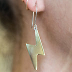Brass and Sterling Silver Lightning Bolt Earrings