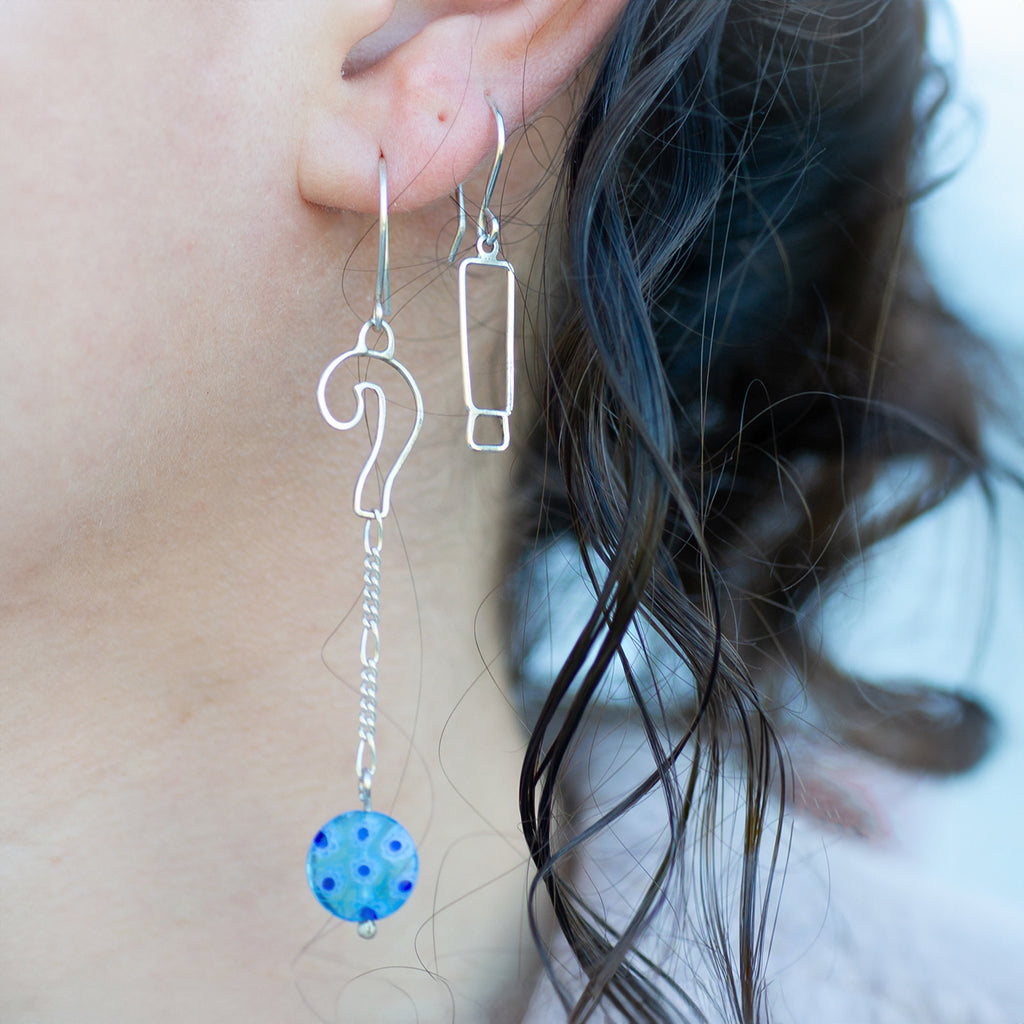 Silver Exclamation Point Earrings