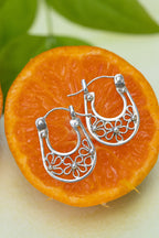 Silver Filagree Baby Hoops
