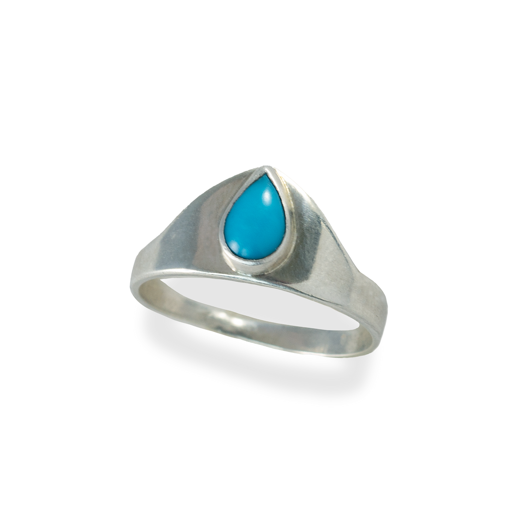 Silver Sleeping Beauty Turquoise Teardrop Ring