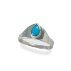 Silver Sleeping Beauty Turquoise Teardrop Ring