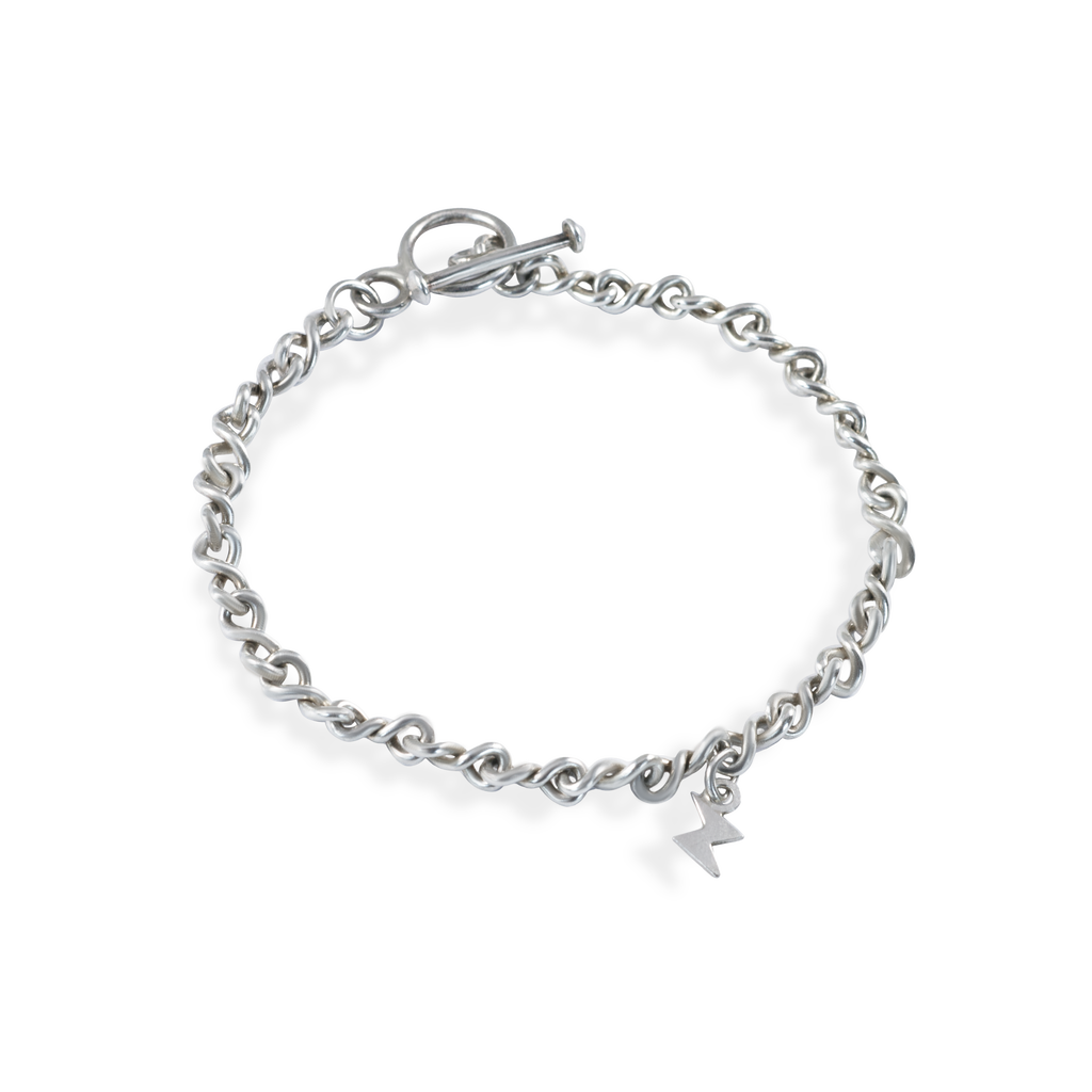 Silver Twisted Chain Bolt Bracelet