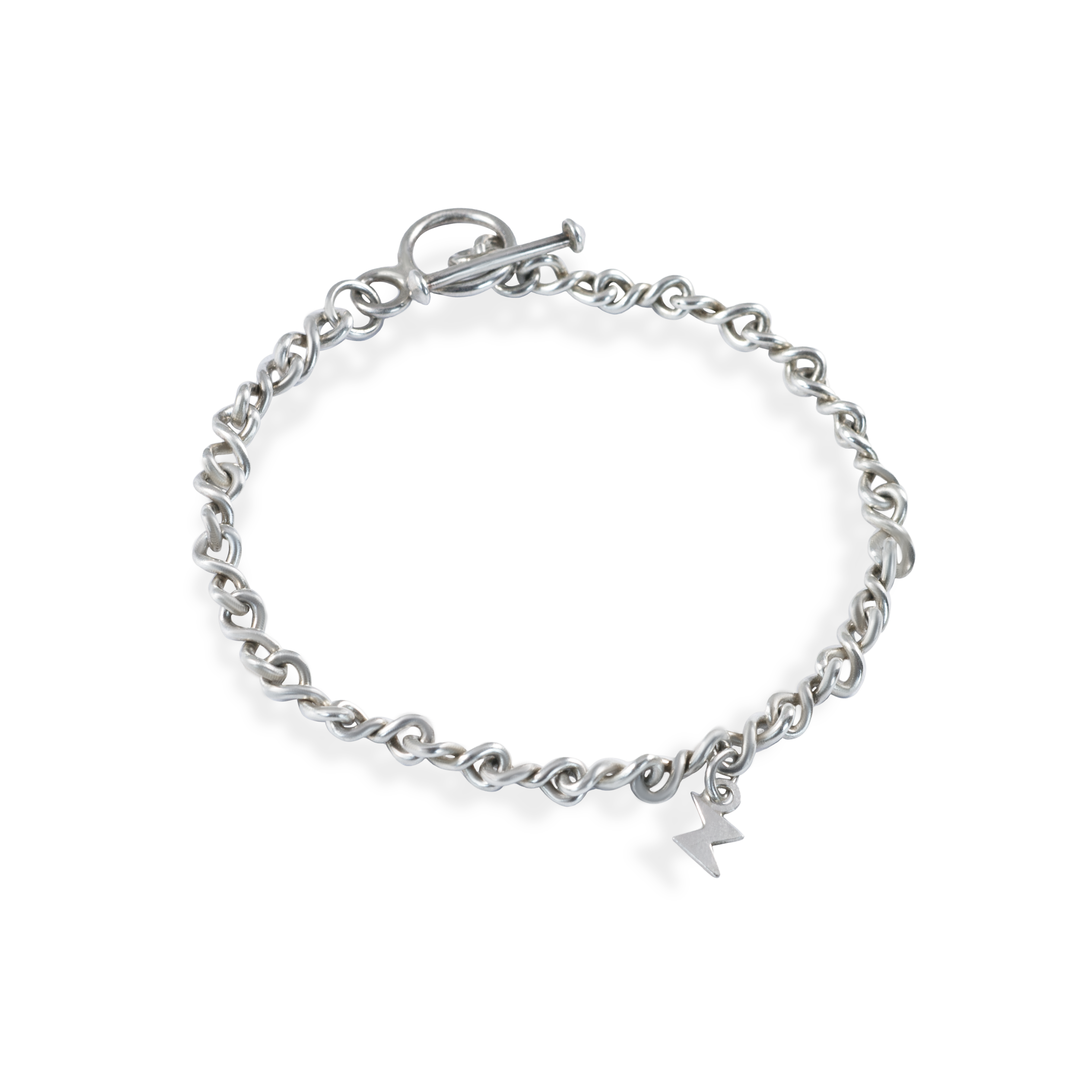 Silver Twisted Chain Bolt Bracelet