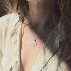 Fan Pendant Necklace Sterling Silver